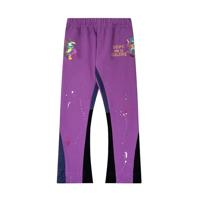 Gallery Dept. "DEPT. de la GALERIE" Paint Splatter Contrast Panel Sweatpants - Purple Hover Image