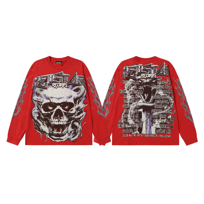 Hellstar Red Purple Flame Skull Long Sleeve Shirt Hover Image