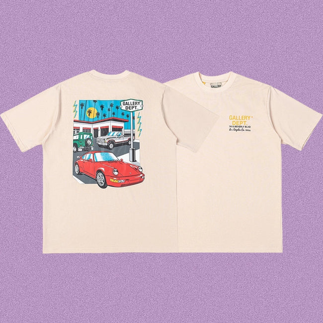 Gallery Dept. Street Scene Sports Car Short Sleeve T-Shirt - Khaki Hover Image