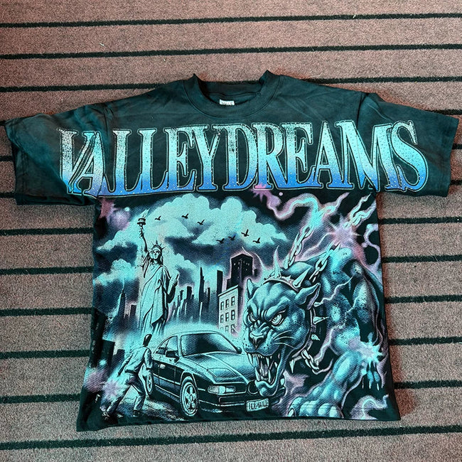 Valleydream Dark Green Cloud Cityscape Valley Dreams Vintage T-Shirt Hover Image