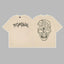 Revenge Arch Logo & Geometric Shattered Skull Graphic Short Sleeve T-Shirt  Beige