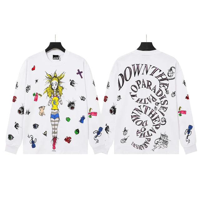 Hellstar White Cartoon Doodle Long Sleeve Shirt Hover Image