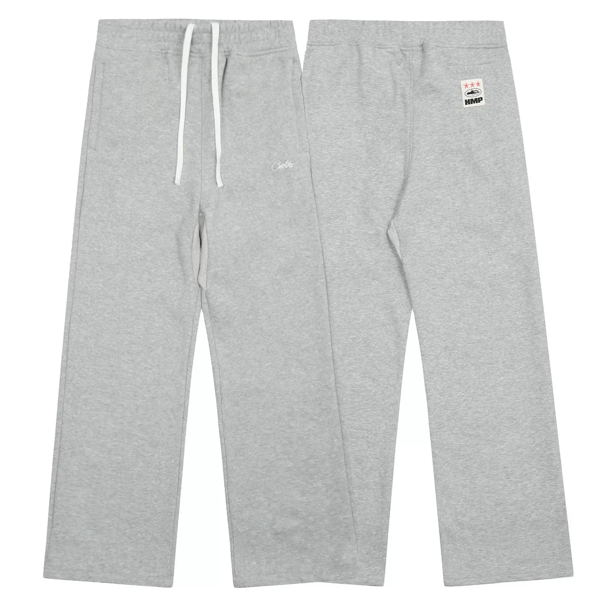 Light Gray Minimalist Straight-Leg Sweatpants | Casual Streetwear Pants with Logo Detail