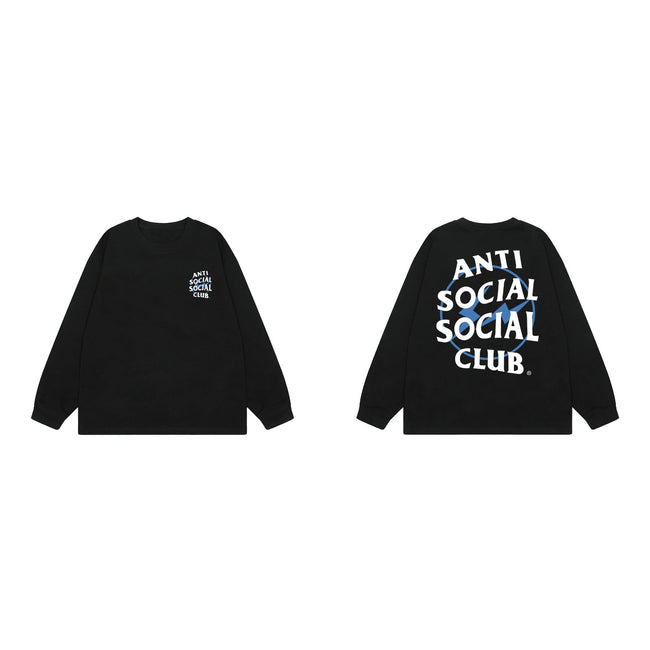 Anti Social Social Club Blue Circle Logo Long Sleeve T-Shirt - Black Hover Image