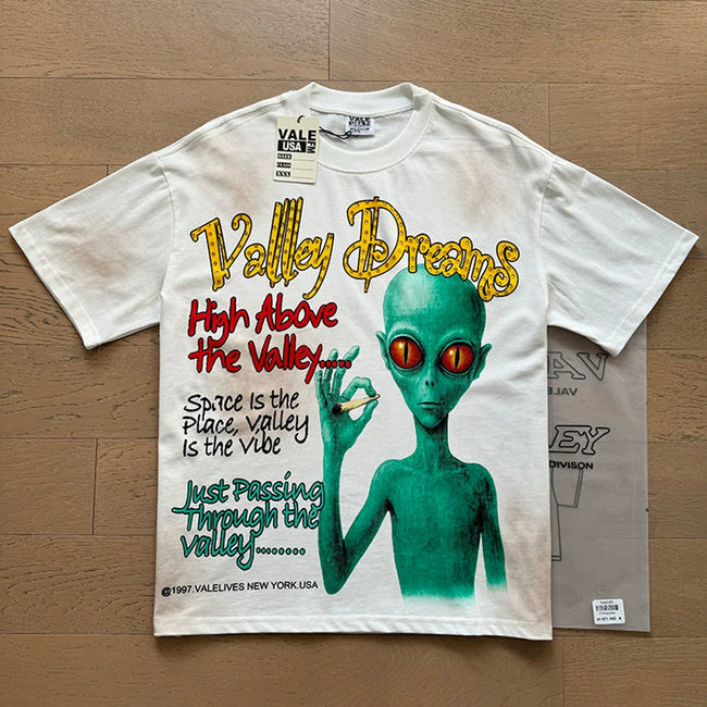 VALEFOREVER White Alien High Above The Valley Vintage Graphic T-Shirt Hover Image
