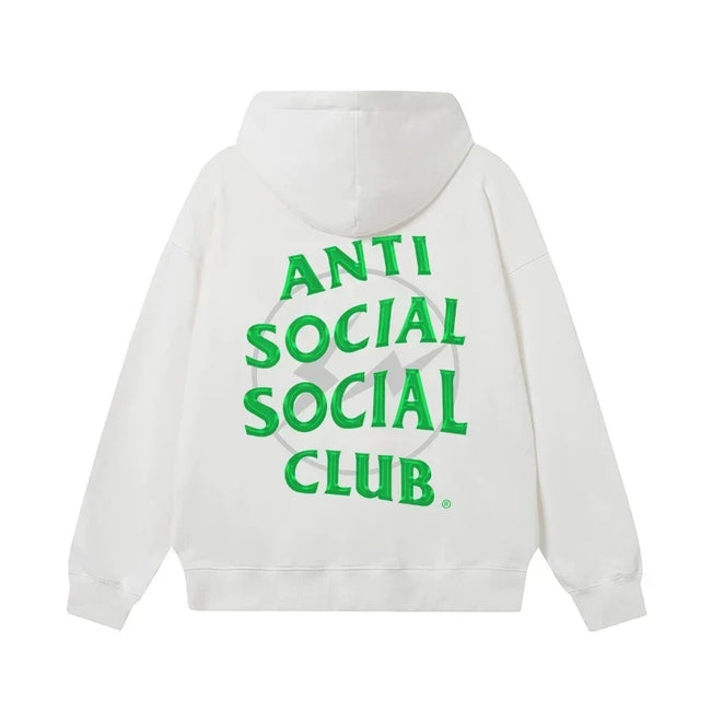 Anti Social Social Club Green Lightning Circle Logo Hoodie - White Hover Image