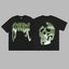 Revenge Green & Silver Gradient Arch Logo & Broken Skull Graphic Short Sleeve T-Shirt Black