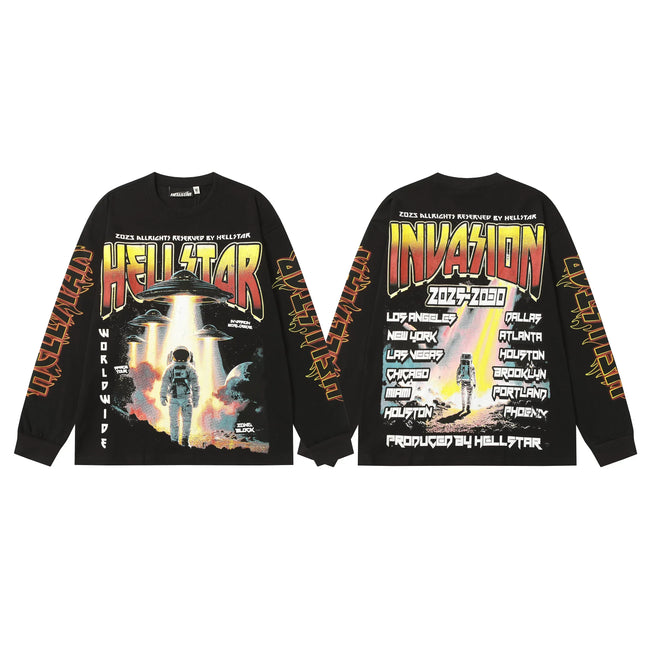 Hellstar Black Invasion UFO Tour Graphic Long Sleeve Tee Hover Image