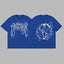 Revenge Arch Logo & Lightning Earth Graphic Short Sleeve T-Shirt  Blue