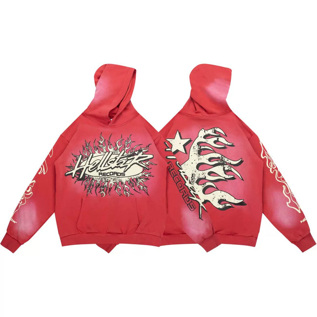 HELLSTAR Red Gradient Flame Graphic Hoodie Hover Image