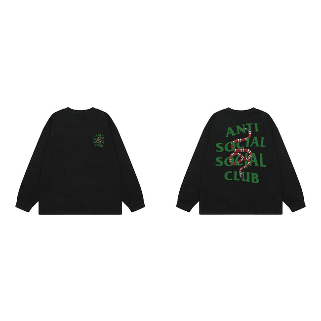 Anti Social Social Club Snake Green Logo Long Sleeve T-Shirt - Black Hover Image