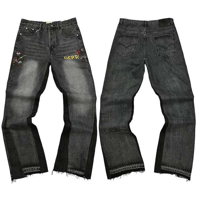 Gallery Dept. DEPT. Logo Contrast Side Panel Washed Black Denim Jeans Hover Image