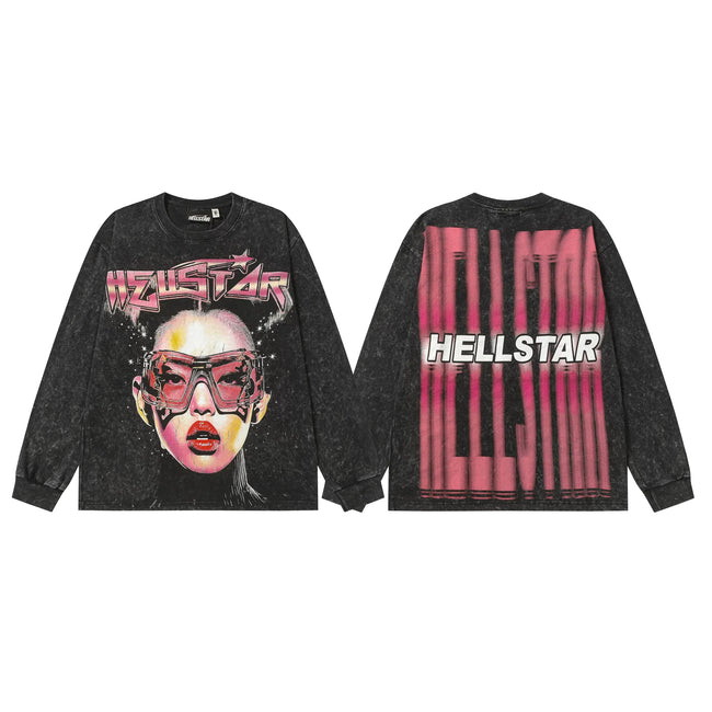 Hellstar Black Pink Stripe Portrait Long Sleeve Shirt Hover Image