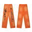 Hellstar Orange Gradient Flame Logo Wide Leg Sweatpants