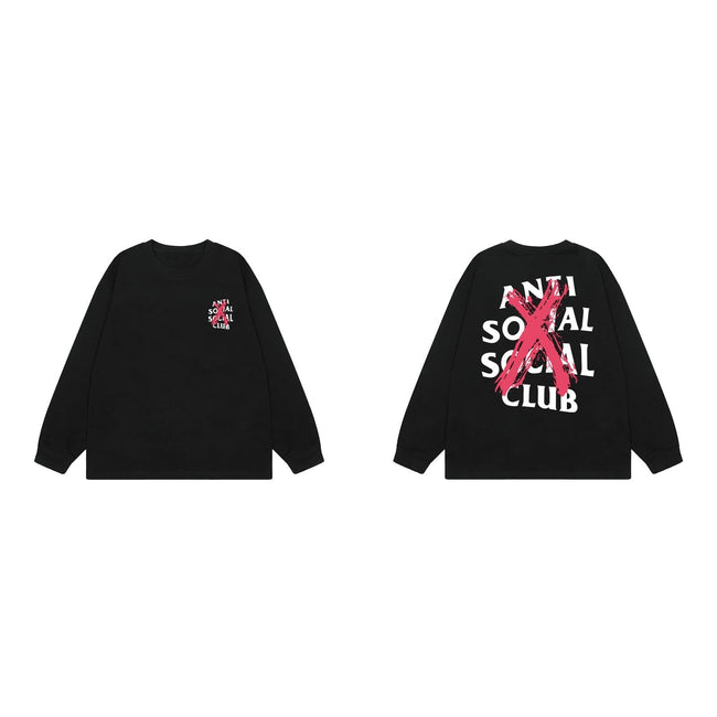 Anti Social Social Club X-Cross Red Logo Long Sleeve T-Shirt - Black Hover Image