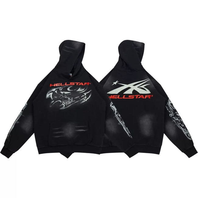 HELLSTAR Black Devil Face Graphic Hoodie Hover Image