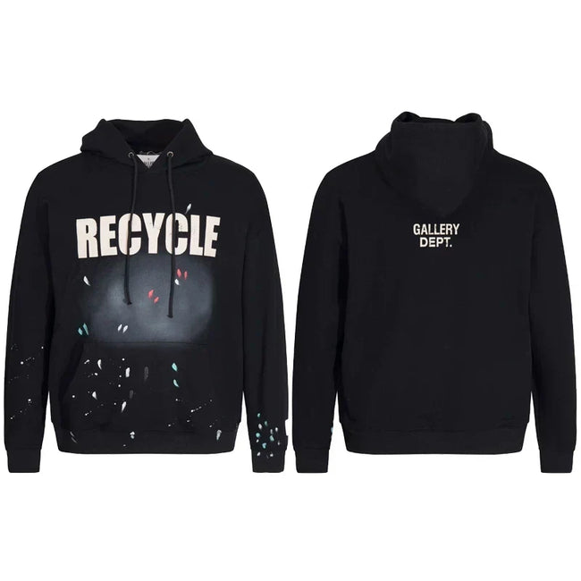 Gallery Dept RECYCLE Print Black Hoodie Hover Image