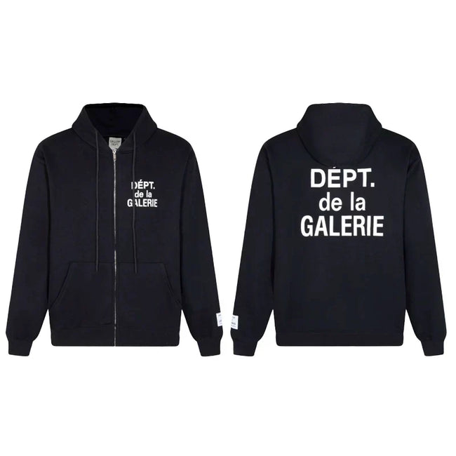 Gallery Dept. "Dépt. de la Galerie" Zip Hoodie – White French Print, Oversized Fit Hover Image