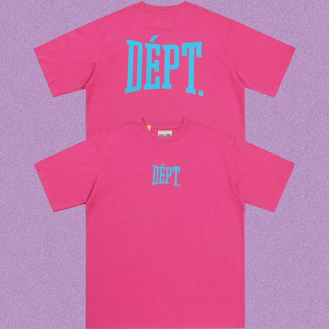 Gallery Dept. Arch Logo Short Sleeve T-Shirt - Pink/Cyan Hover Image