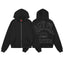 Black Graphic Zip-Up Hoodie | Streetwear Hoodie with Vintage Back Lettering Design