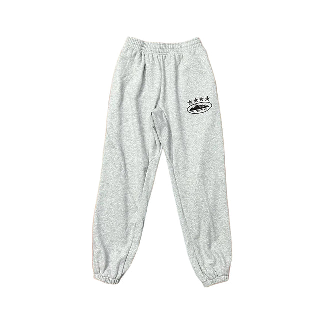 Grey Vintage Oval Graphic Sweatpants – Oversized Streetwear Joggers Hover Image