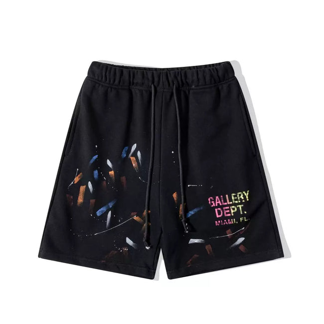 Gallery Dept. Paint Splatter & Miami Logo French Terry Shorts - Black Hover Image