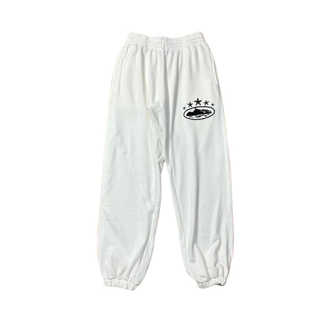 White Vintage Star Graphic Sweatpants – Oversized Streetwear Joggers Hover Image