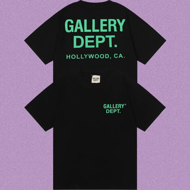 Gallery Dept. Hollywood Logo Short Sleeve T-Shirt - Black/Green Hover Image