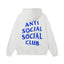 Anti Social Social Club Blue Lightning Circle Logo Hoodie - White