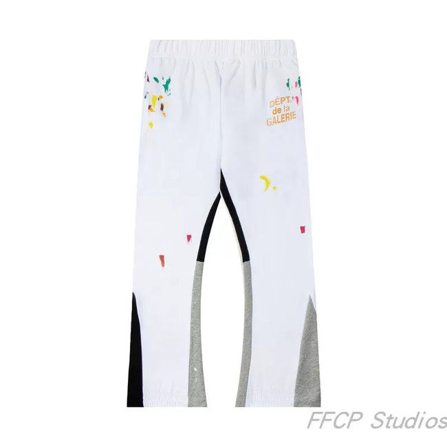 Gallery Dept. "DEPT. de la GALERIE" Paint Splatter Contrast Panel Sweatpants - White Hover Image