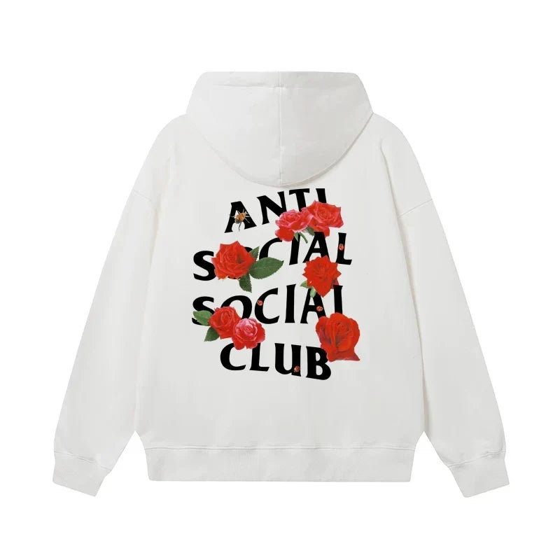 Anti Social Social Club Rose Red Logo Hoodie - White