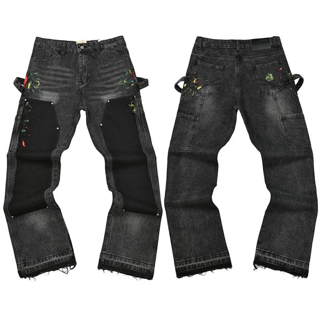 Gallery Dept. Contrast Knee Patch Paint Splatter Utility Cargo Pants Hover Image