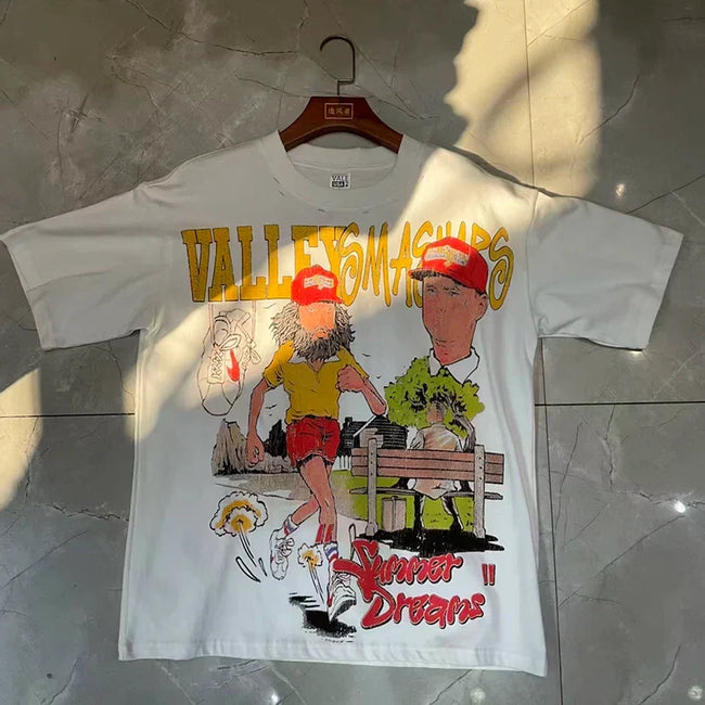 Valleydream White Cartoon Character Valley Dreams Vintage Graphic T-Shirt Hover Image