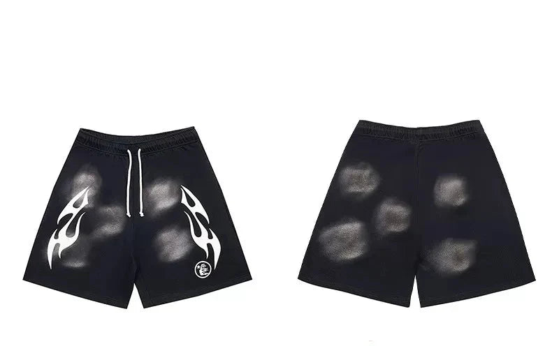 Hellstar Black Flame Circle Shorts