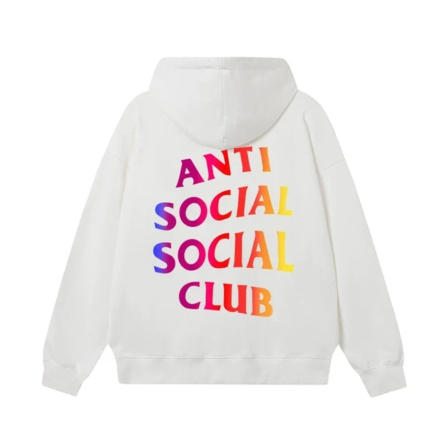 Anti Social Social Club Gradient Rainbow Logo Hoodie - White Hover Image