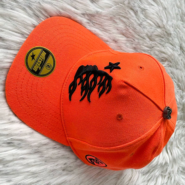 Hellstar Orange Black Flame Star Flat Brim Cap Hover Image