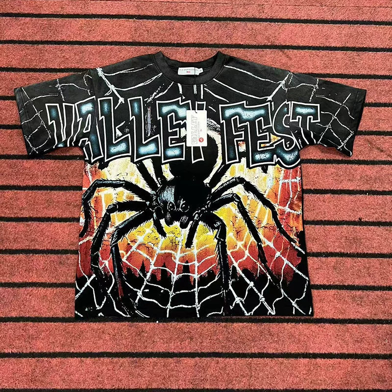 Valleydream Black Valley Fest Spider Web Vintage Graphic T-Shirt