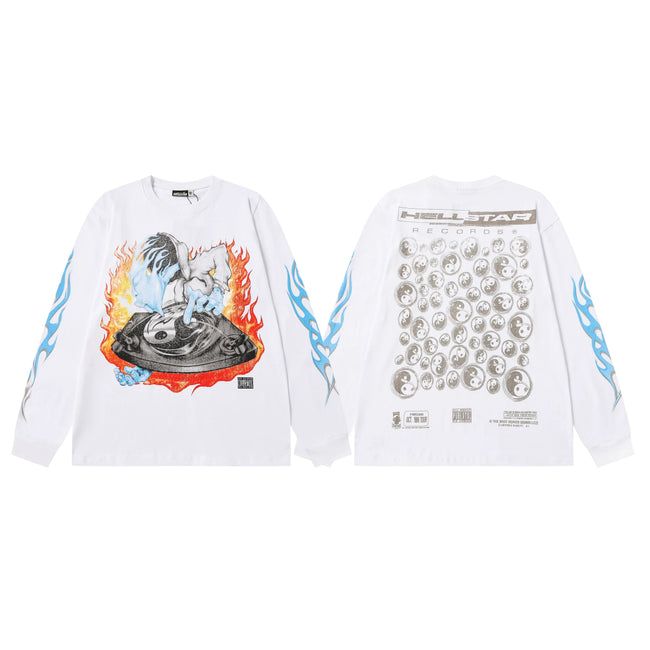 Hellstar White Flame Figure Collage Long Sleeve Top Hover Image