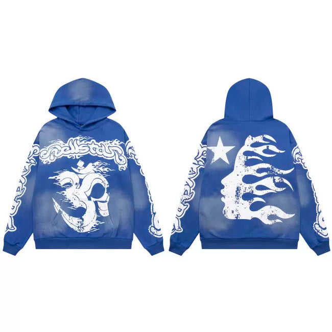 Hellstar Blue Skull Flame Hoodie Hover Image
