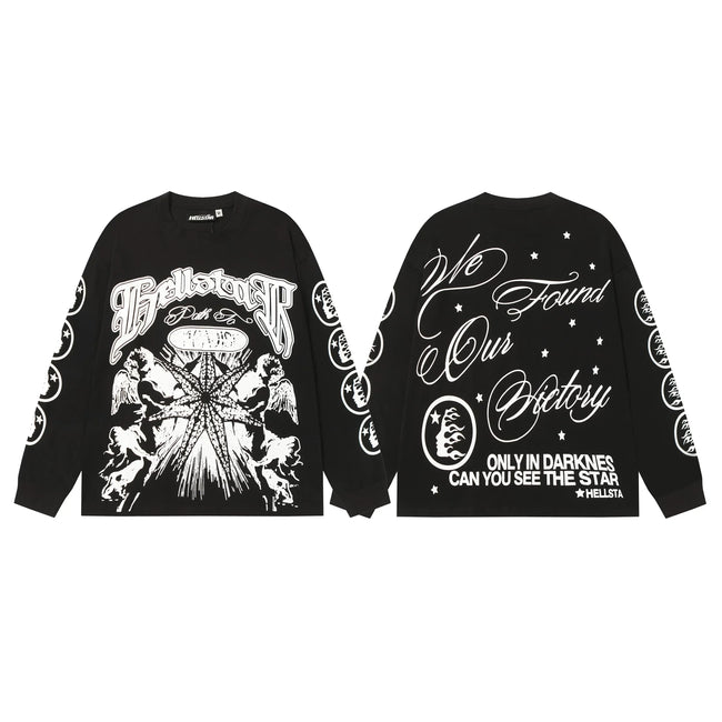 Hellstar Black Angel Victory Script Long Sleeve Shirt Hover Image