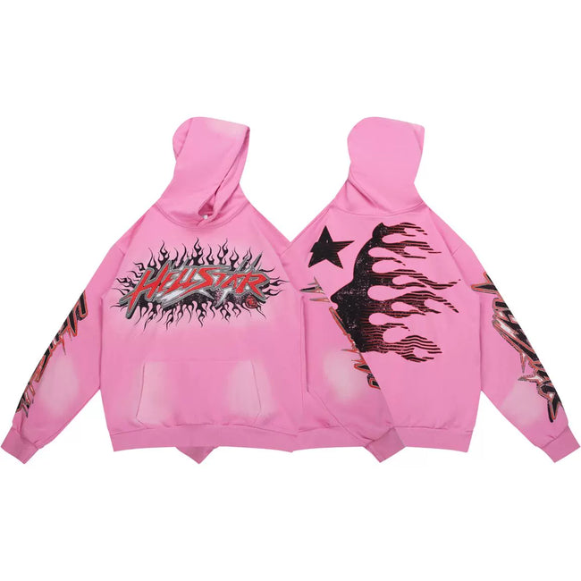 HELLSTAR Pink Flame Graphic Hoodie Hover Image