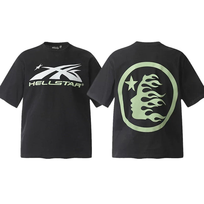 Hellstar Black Green Portrait Flame Graphic Tee Hover Image