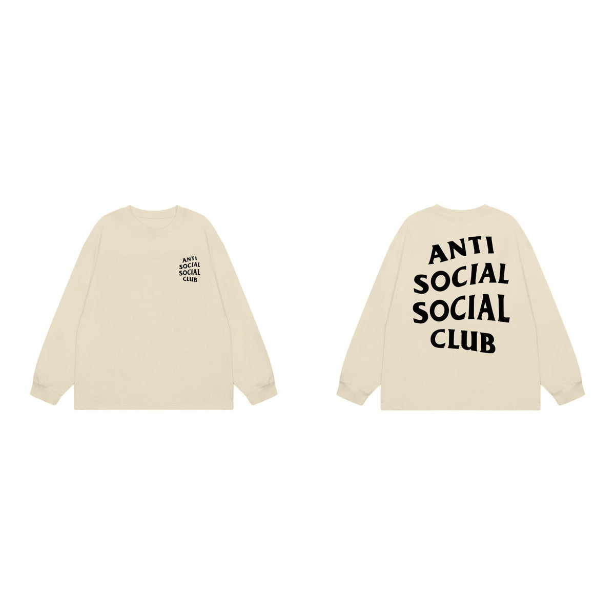 Anti Social Social Club Classic Long Sleeve T-Shirt - Cream/Black