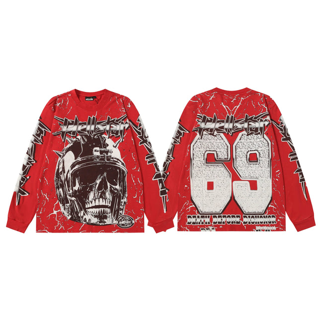 Hellstar Red Cracked Skull 69 Long Sleeve Shirt Hover Image