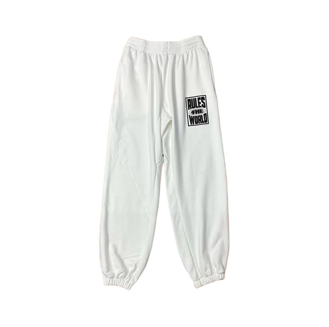 White Back Graphic Sweatpants – Oversized Streetwear Joggers Hover Image