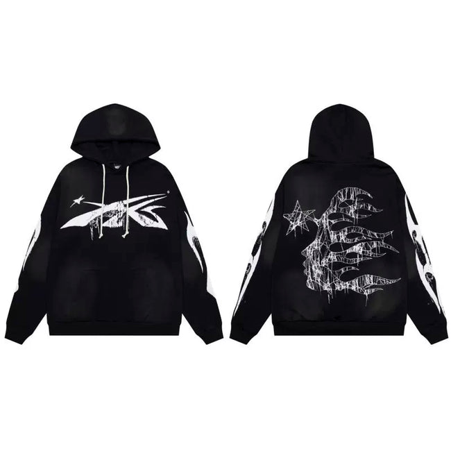Hellstar Black Line Graffiti Hoodie Hover Image