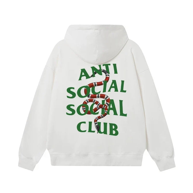 Anti Social Social Club Snake Green Logo Hoodie - White Hover Image