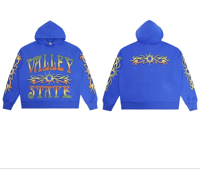 Valleydream Blue Valley State Tribal Print Hooded Sweatshirt Hover Image