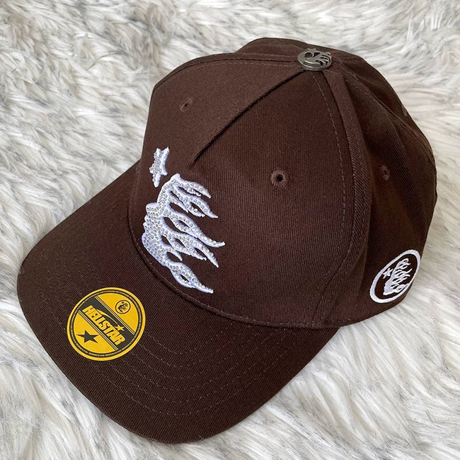 Hellstar Brown Silver Flame Flat Brim Cap Hover Image