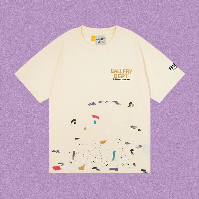 Gallery Dept. Paint Splatter Graphic Short Sleeve T-Shirt - Cream Hover Image